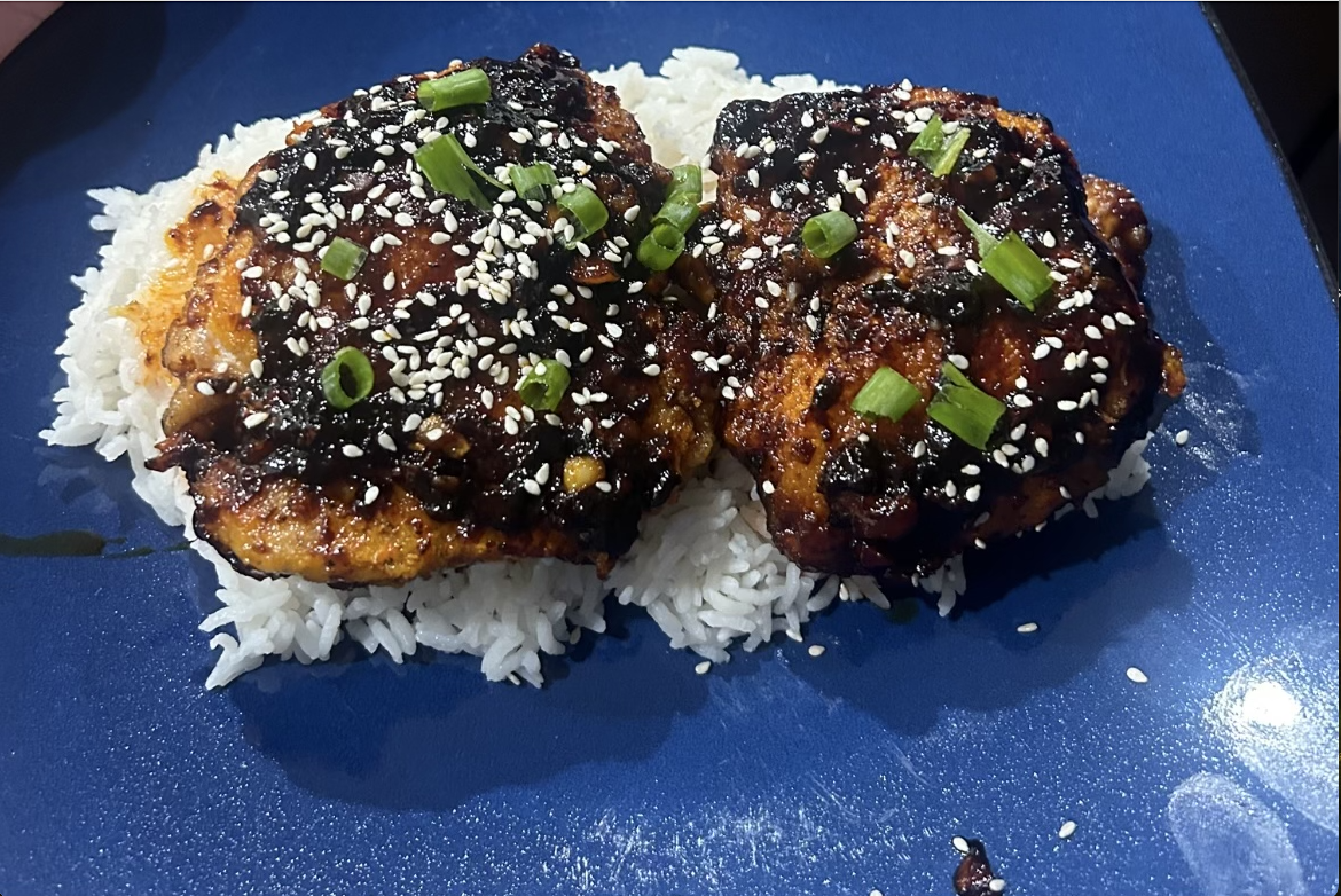 Miso-glazed chicken.